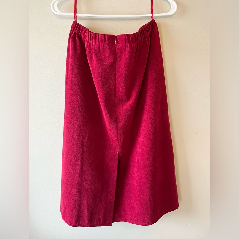 VTG Moody Dark Red A-Line Faux Suede Skirt Midi Size S/M - Romantic Whimsigoth - Picture 3 of 8